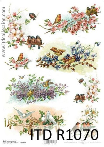 Papier ryżowy A4 ITD R1070 do decoupage wiosna