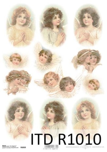 Papier ryżowy A4 ITD R1010 do decoupage anioły