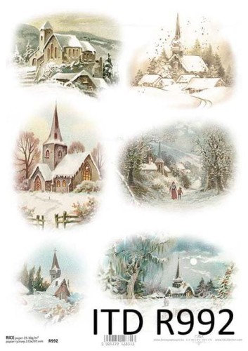 Papier ryżowy A4 ITD R0992 do decoupage zima