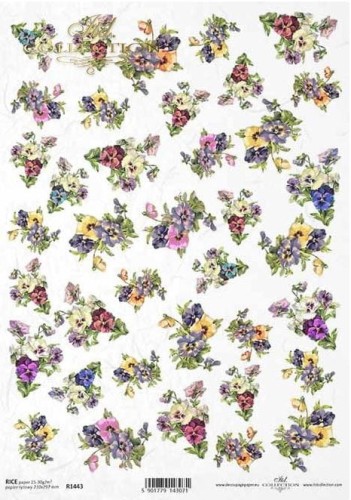 Papier ryżowy A4 ITD R1443 do decoupage bratki