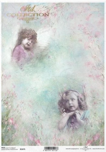 Papier ryżowy A4 ITD R1675 do decoupage anioły