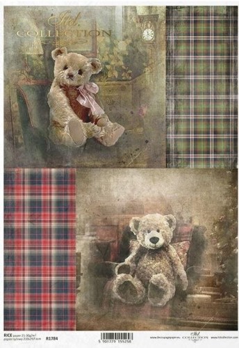 Papier ryżowy A4 ITD R1784 do decoupage misie