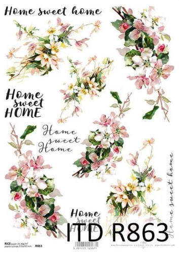 Papier ryżowy A4 ITD R0863 do decoupage dom