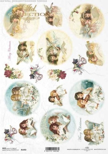Papier ryżowy A4 ITD R1492 do decoupage anioły 