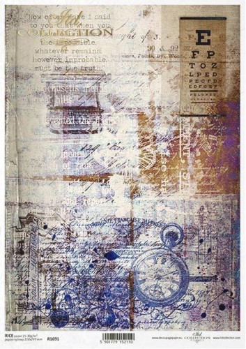Papier ryżowy A4 ITD R1691 do decoupage vintage zegar