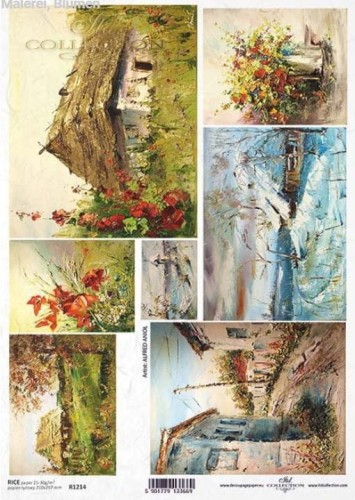 Papier ryżowy A4 ITD R1214 do decoupage pejzaże malarskie