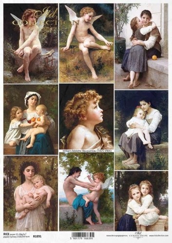 Papier ryżowy A4 ITD R1891 do decoupage Malarstwo William-Adolphe Bouguereau Portrety dziewczynek