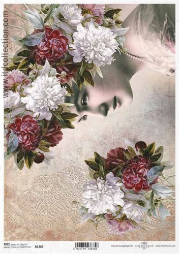Papier ryżowy A4 ITD R1367 do decoupage kobieta