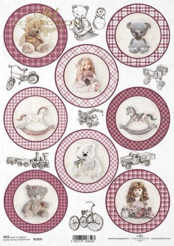 Papier ryżowy A4 ITD R1959 do decoupage zabawki