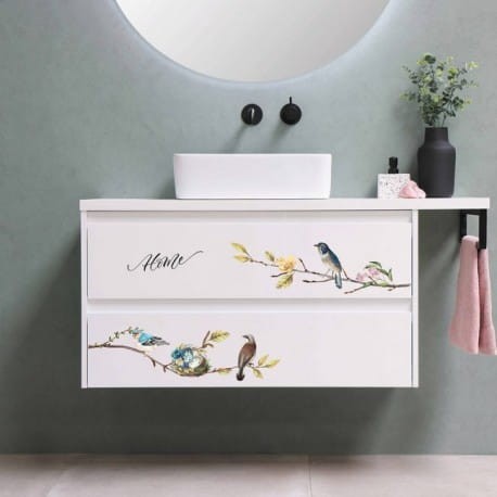 Prima decor transfer do mebli mały 3 części po 15x32,5cm Garden marvels Ptaki