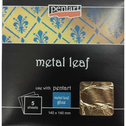 Szlagmetal w arkuszach Pentart - złoto 1 złocenia folia 5 arkuszy