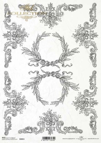 Papier ryżowy A4 ITD R2013 do decoupage ornament