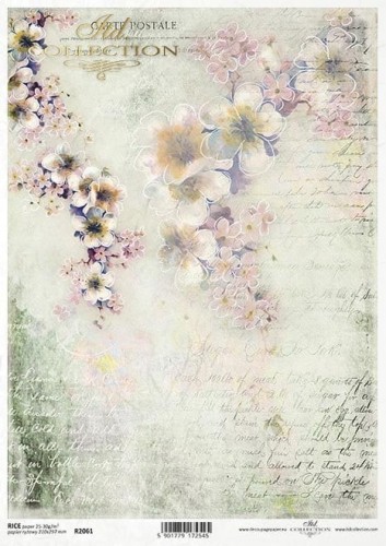 Papier ryżowy A4 ITD R2061 do decoupage kwiat jabłoni