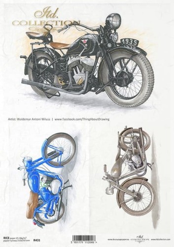 Papier ryżowy A4 ITD R0431 do decoupage motocykle retro
