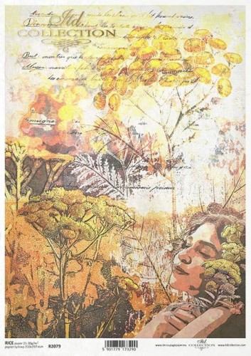 Papier ryżowy A4 ITD R2079 do decoupage kobieta jesień