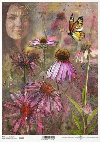 Papier ryżowy A4 ITD R2071 do decoupage kobieta kwiaty