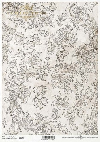 Papier ryżowy A4 ITD R2097 do decoupage ornamenty