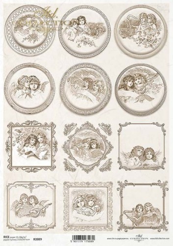 Papier ryżowy A4 ITD R2089 do decoupage anioły