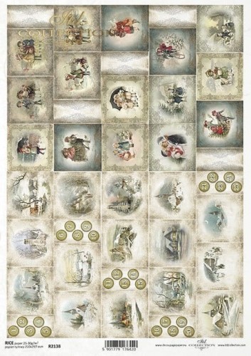 Papier ryżowy A4 ITD R2138  do decoupage kalendarz adwentowy