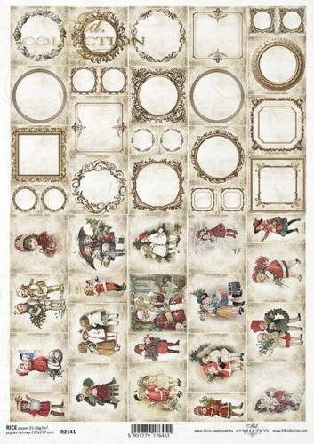 Papier ryżowy A4 ITD R2141 do decoupage kalendarz adwentowy