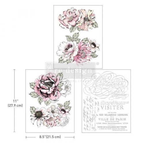 Prima decor transfer do mebli średni 3 części po 12,7x27,9 cm Desert rose