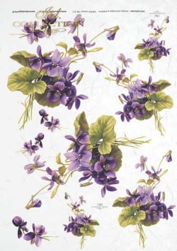 Papier ryżowy A4 ITD R0217 do decoupage fiołki