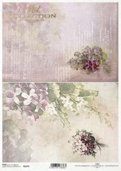 Papier ryżowy A4 ITD R2178 do decoupage kwiaty