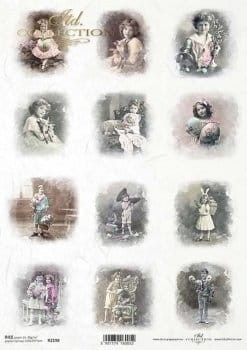 Papier ryżowy A4 ITD R2198 do decoupage retro dzieci