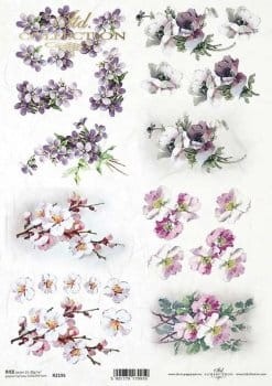 Papier ryżowy A4 ITD R2195 do decoupage kwiaty owocowe efekt 3D