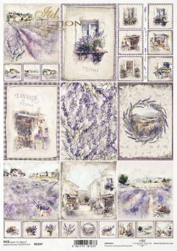 Papier ryżowy A4 ITD R2247 do decoupage lawendowe pola