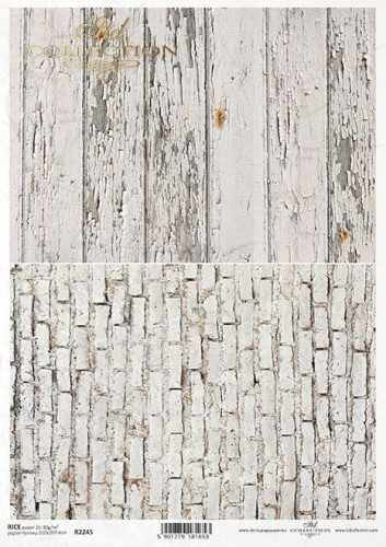 Papier ryżowy A4 ITD R2245  do decoupage deski cegła