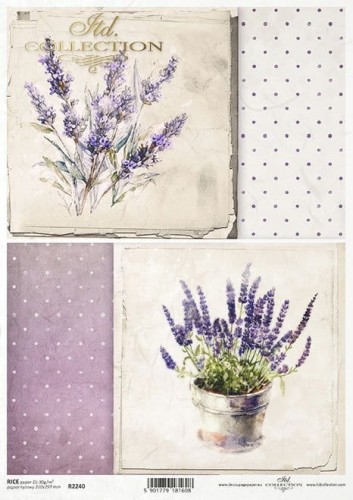 Papier ryżowy A4 ITD R2240 do decoupage lawenda serwetka