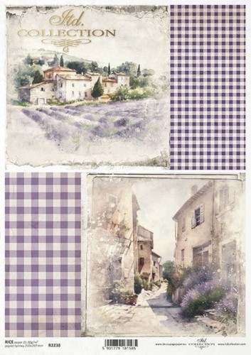Papier ryżowy A4 ITD R2238 do decoupage lawenda w uliczkach