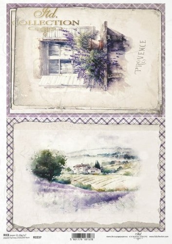 Papier ryżowy A4 ITD R2237 do decoupage lawenda w oknie