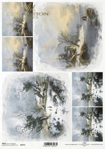 Papier ryżowy A4 ITD R2271 do decoupage zimowe widoki