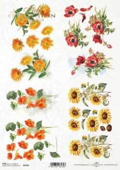 Papier ryżowy A4 ITD R2250 do decoupage kwiaty
