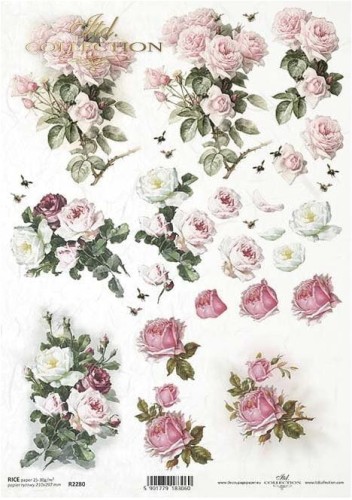 Papier ryżowy A4 ITD R2280 do decoupage angielskie róże