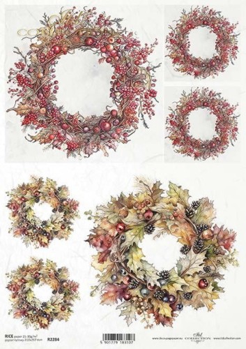 Papier ryżowy A4 ITD R2284 do decoupage wianki