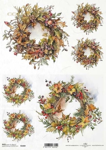Papier ryżowy A4 ITD R2289 do decoupage wianki