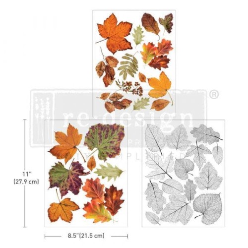 Prima decor transfer do mebli średni 3 części po 12,7x27,9 cm Crunchy leaves forever Jesień liście