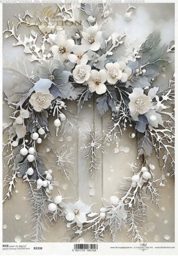 Papier ryżowy A4 ITD R2338 do decoupage duże wieńce