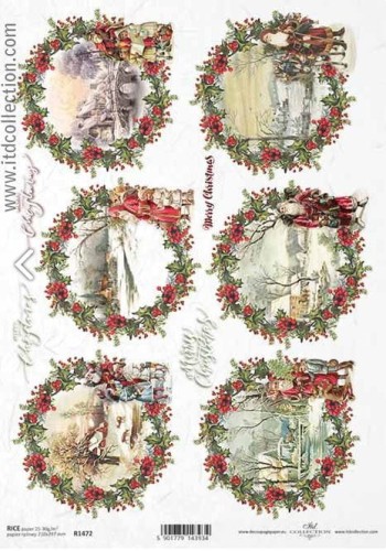 Papier ryżowy A4 ITD R1472 do decoupage widok święta