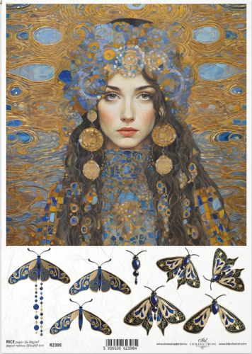 Papier ryżowy A4 ITD R2399 do decoupage kobieta i motyle