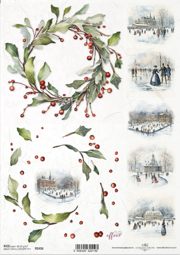 Papier ryżowy A4 ITD R2436 do decoupage zima