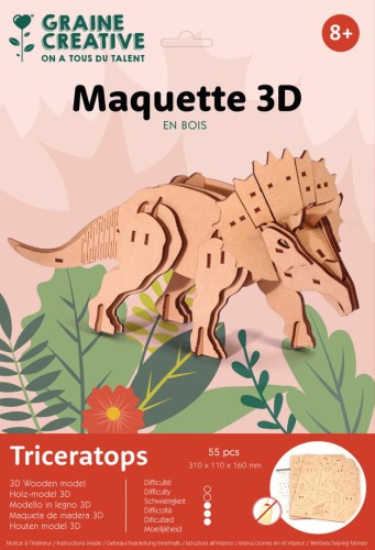 Model do składania Puzzle 3D drewniane Triceratops