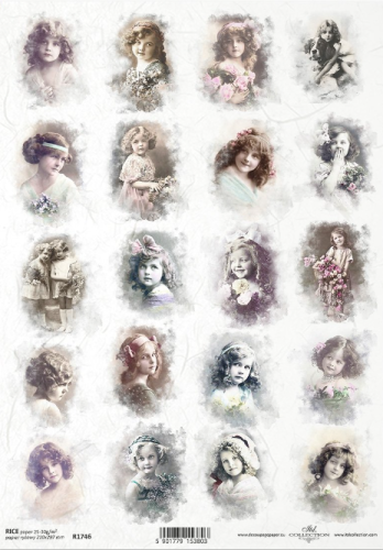 Papier ryżowy A4 ITD R1746 do decoupage vintage portret