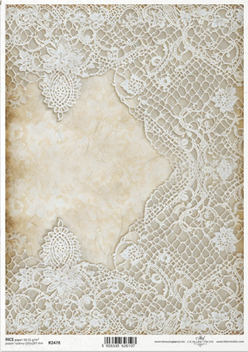 Papier ryżowy A4 ITD R2478  do decoupage koronka