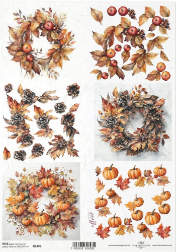 Papier ryżowy A4 ITD R2496  do decoupage jesień