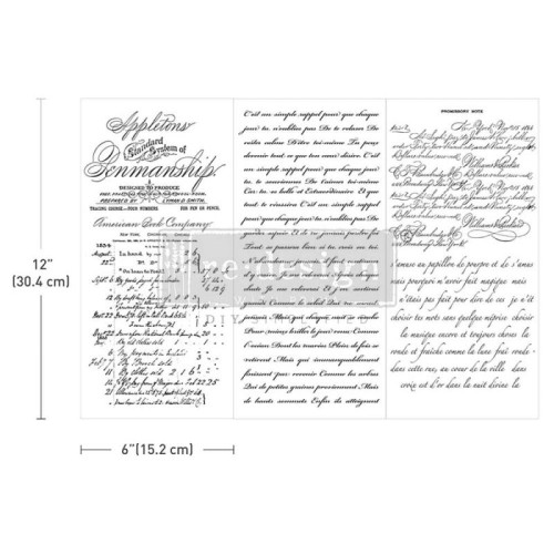 Prima decor transfer do mebli mały 3 części po 15x32,5cm Vintage script Napisy