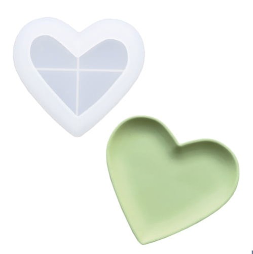 Forma silikonowa do gipsu polimerowego Jesmonite Serce miseczka 12 cm